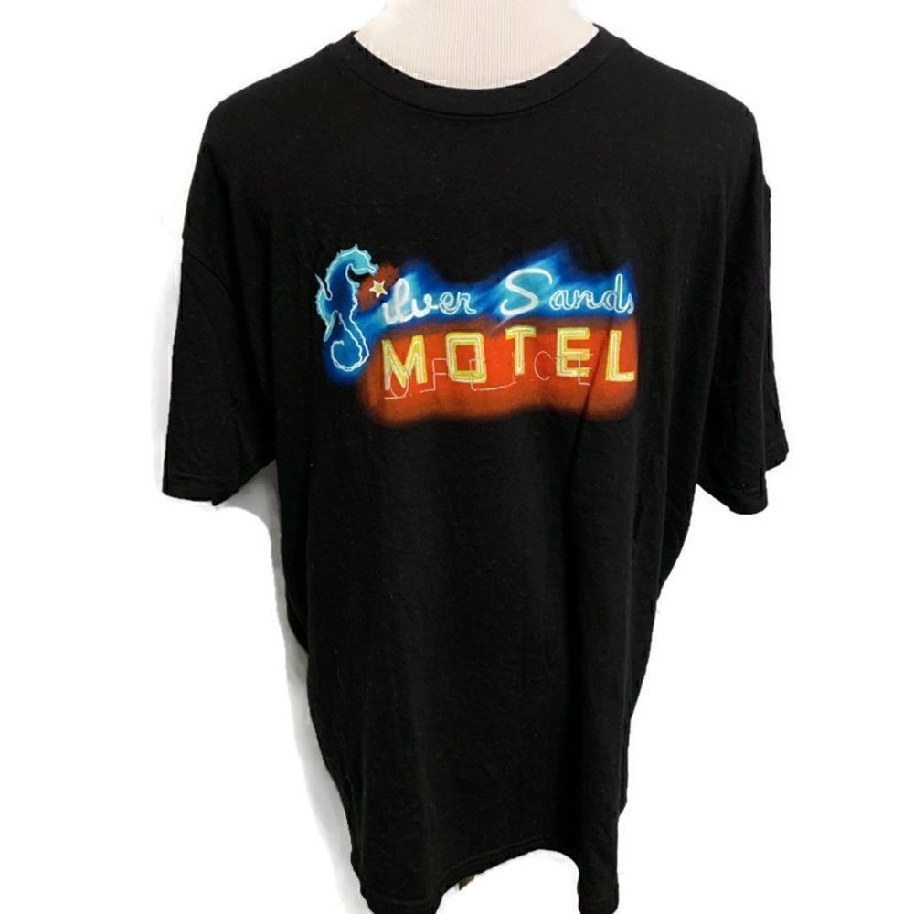 Silver Sands Motel Retro Style Black T-shirt XXL